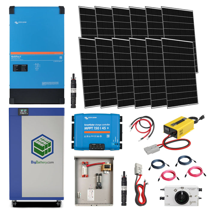 Victron MultiPlus-II 10,000W Inverter/Charger With KONG ELITE 19kWh Battery Bank & 12 Solar Panels