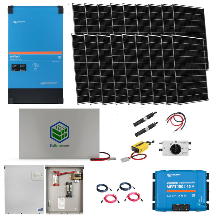 Victron MultiPlus-II 48V 10,000W Inverter/Charger & Rhino 14kWh Battery Bank With 18 Solar Panels