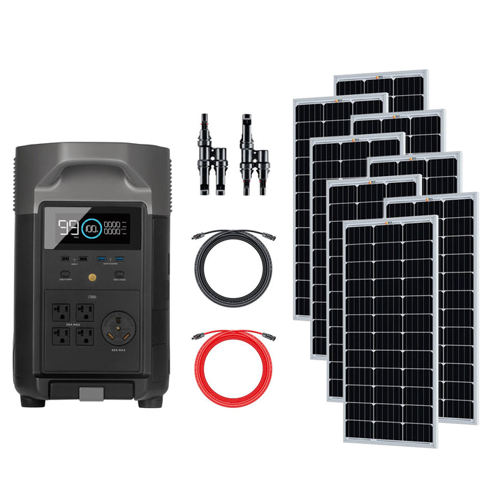 EcoFlow DELTA Pro Power Station Kit With 8 Rigid Solar Panels