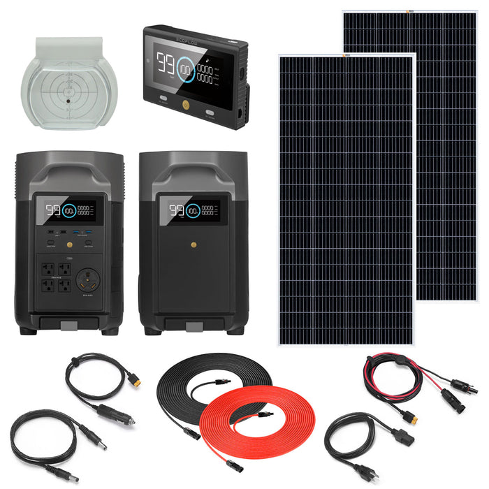 EcoFlow DELTA Pro Solar Power Station Kit 3.6kW With Extra Battery & 2/4/6/8 Solar Panels