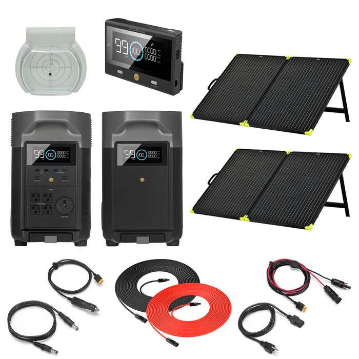 EcoFlow DELTA Pro Solar Power Station Kit 7.2kWh With Extra Battery & 2/4/6/8 Folding Solar Panels