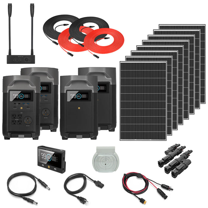 EcoFlow DELTA Pro Total Solar Generator Kit 14.4kWh With 2 Batteries & 8 Solar Panels