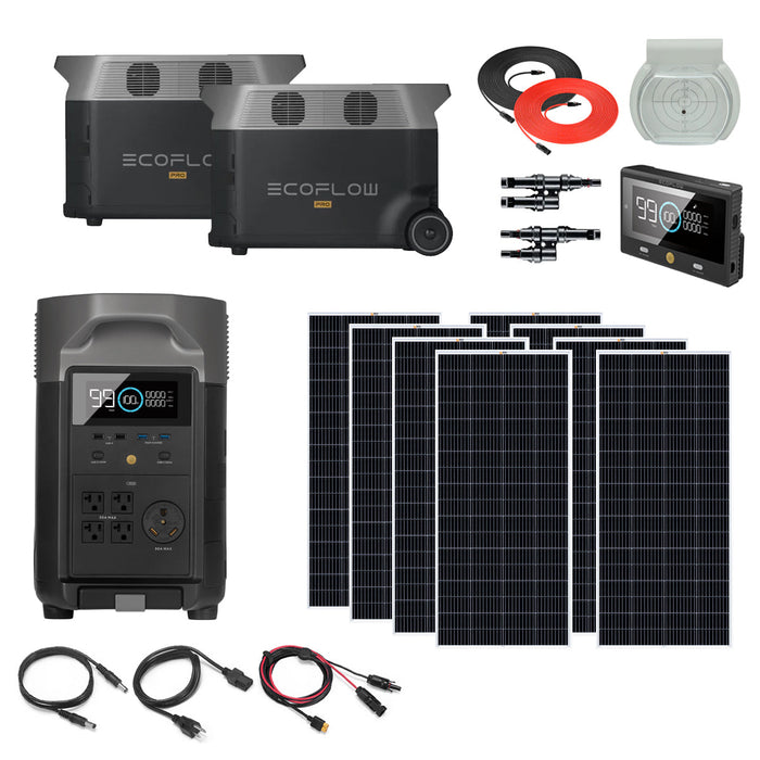 EcoFlow DELTA Pro Solar Power Station Kit 10.8kWh With 2 Batteries & 4-8 Solar Panels