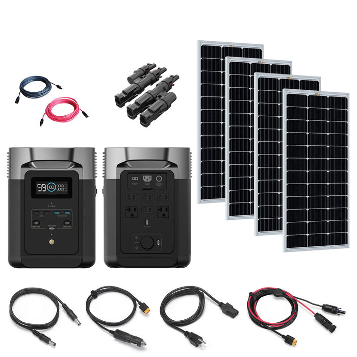 EcoFlow DELTA 2 1.8kW Total Power Station Kit With 4 Solar Panels