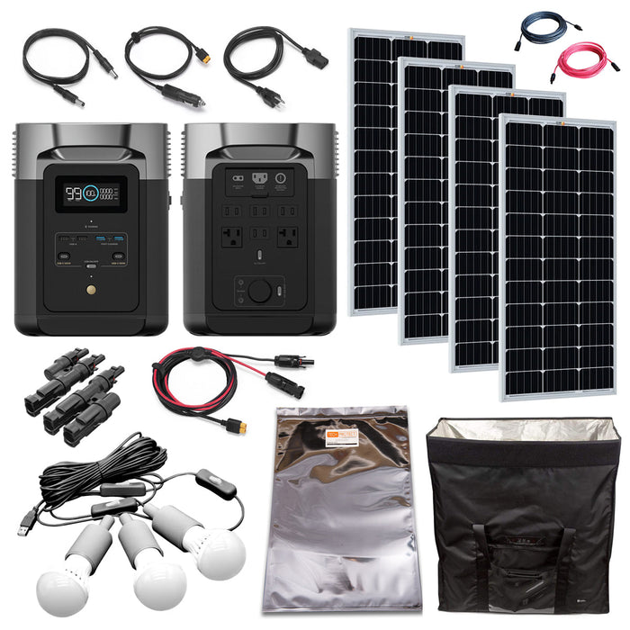 EcoFlow DELTA MAX 2,400W Power Station With Solar Panels, Camp Lights & EMP Bag