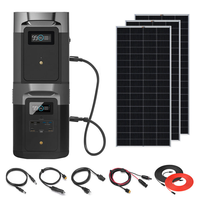 EcoFlow DELTA MAX 2,400W Power Station Kit With Extra Battery & 3/4 Solar Panel
