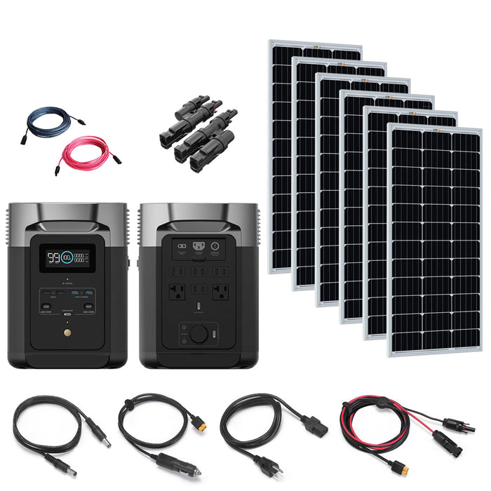 EcoFlow DELTA MAX 2,400W Complete Power Station Kit With 6 Solar Panels
