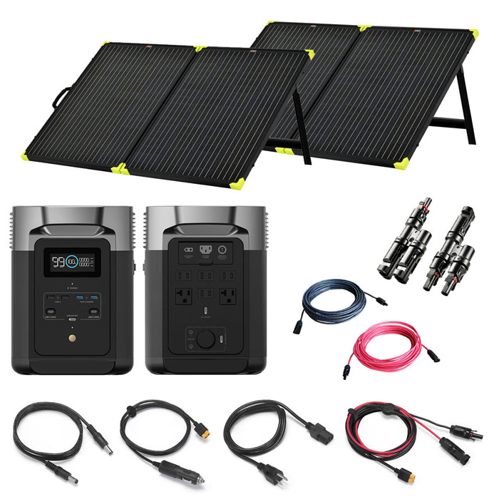 EcoFlow DELTA MAX 2,400W Complete Power Station Kit With 2 Folding Solar Panels