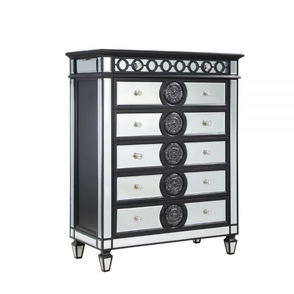 Varian II Chest, Black Velvet & BLACK & Sliver FINISH (BD00588)