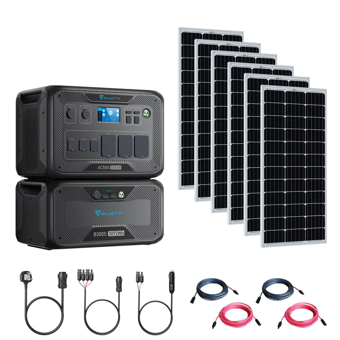 Bluetti AC500 5000W/3,072Wh Complete Solar Generator Kit With Battery & Solar Panels