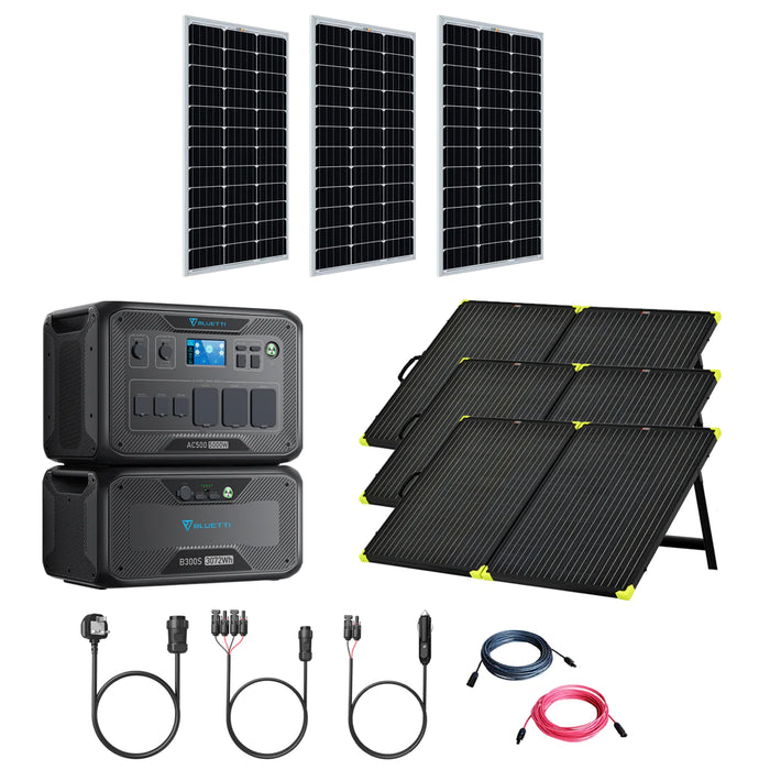 Bluetti AC500 + B300S 5000W/3072Wh Complete Solar Generator Kit With Solar Panels