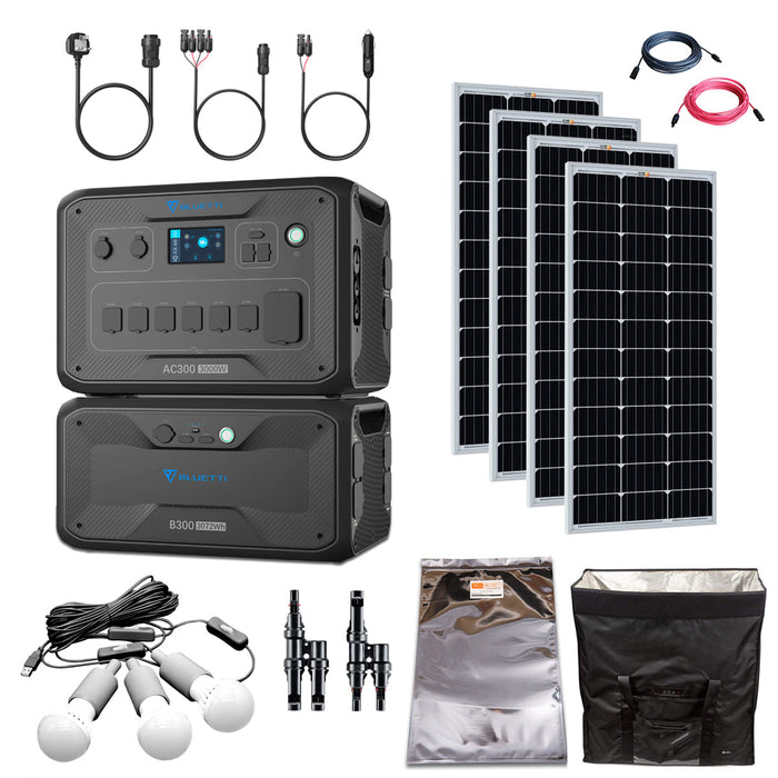 Bluetti AC300 3,000W/3,072Wh Complete Solar Generator Kit With 4 Solar Panels