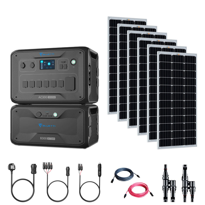 Bluetti AC300 3,000W/3,072Wh Complete Solar Generator Kit With 6 Solar Panels & Battery