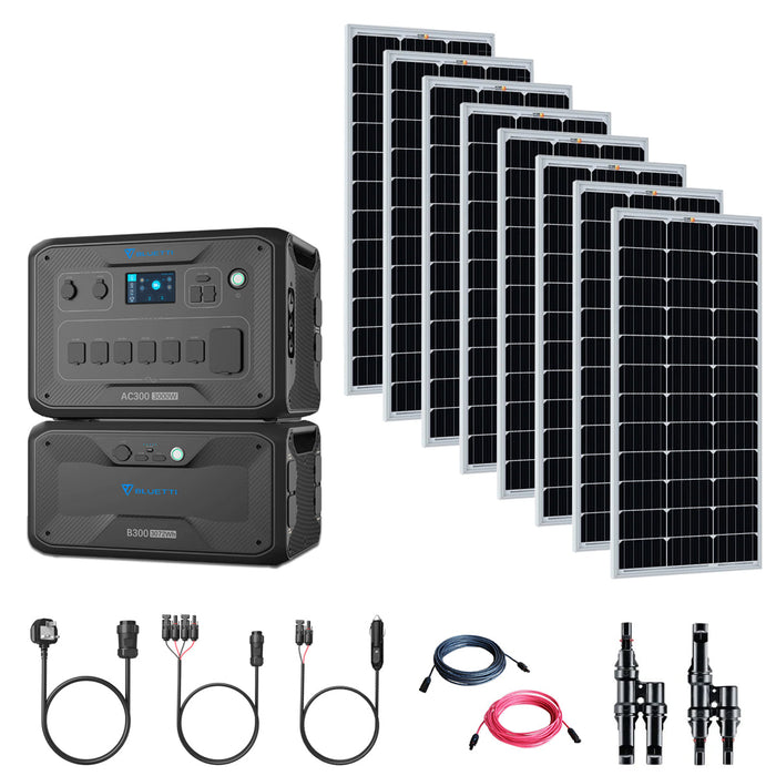 Bluetti AC300 3,000W/3,072Wh Complete Solar Generator Kit With 8 Solar Panels & Battery