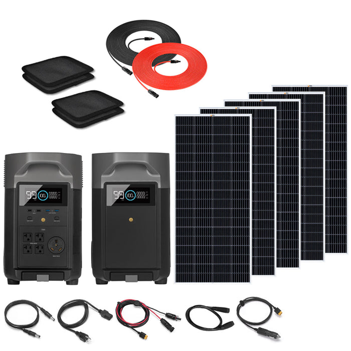 EcoFlow DELTA Pro Solar Generator Kit 7.2kWh With Extra Battery & 5/6 Solar Panels
