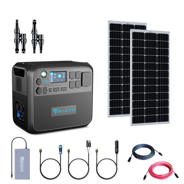 Bluetti AC200 2,200W Complete Solar Generator Kit With 2 Solar Panels