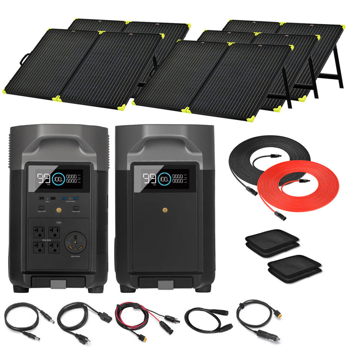 EcoFlow DELTA Pro Solar Power Station Kit 3.6kW With Battery & 5/6 Solar Panels