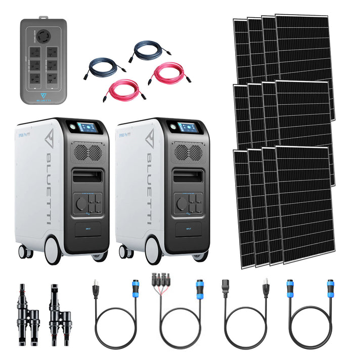 2X Bluetti EP500 PRO 6,000W Power Station With 12 Solar Panels