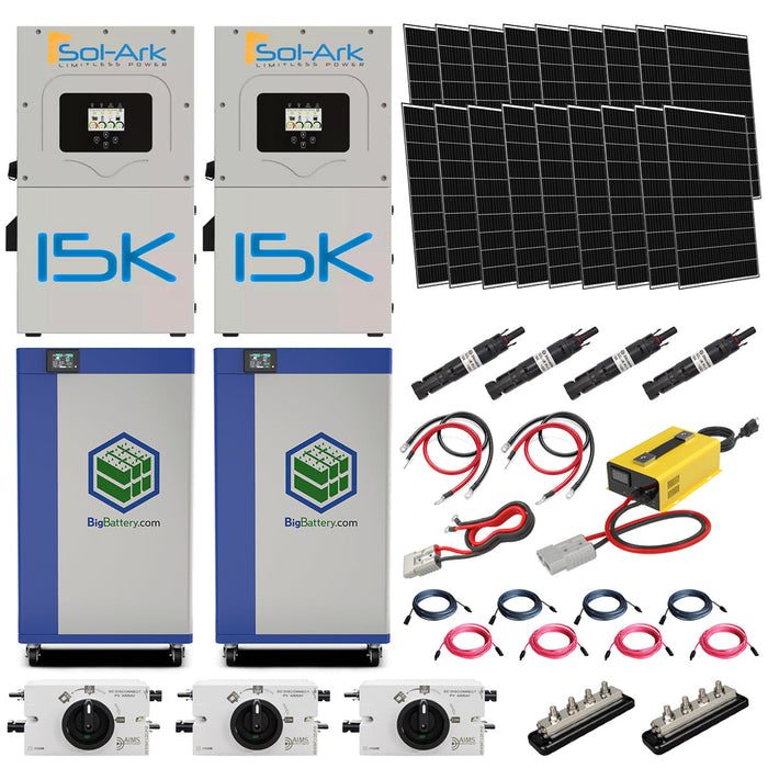 2X Kong Elite Max 38kWh Battery Bank  With 2 Sol-Ark 15K Inverter & 48 Solar Panels