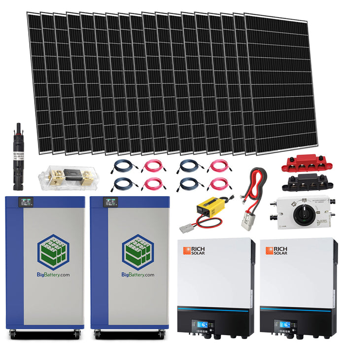 Complete Off-Grid Solar Kit 3,000W Inverter/Charger With KONG ELITE 38kWh Battery Bank & 18 Solar Panels