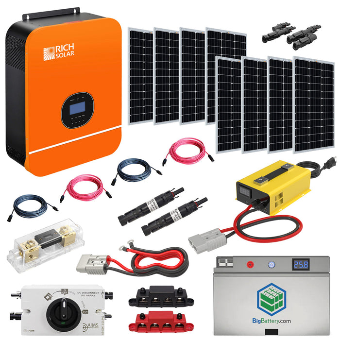 Complete Off Grid Solar Kit 3000W Inverter With 3.1kWh Battery Bank & 8 Solar Panels