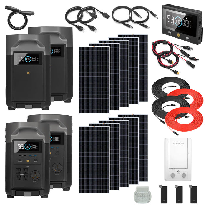 EcoFlow DELTA Pro Solar Power Station Kit 14.4kWh With 2 Batteries & 8 Solar Panels