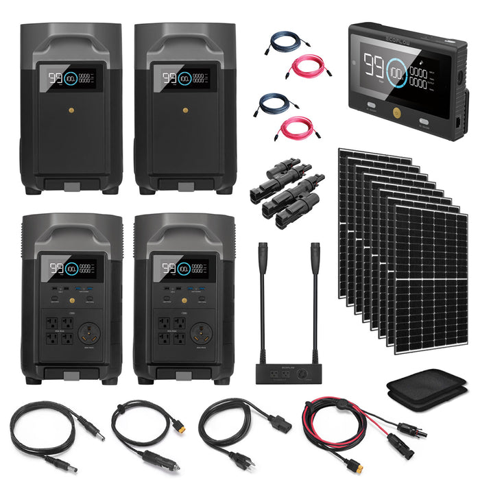 EcoFlow DELTA Pro Total Solar Generator Kit 7.2kW With 2 Batteries & 8 Solar Panels