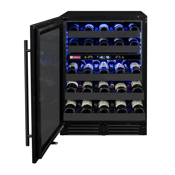 Reserva Series 50 Bottle 34" Tall Dual Zone Left Hinge Black Stainless Steel Wine Cooler Refrigerator