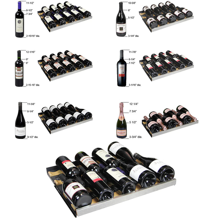 24" Wide FlexCount II Tru-Vino 177 Bottle Single Zone Stainless Steel Left Hinge Wine Refrigerator