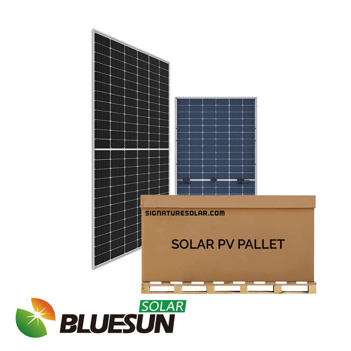 BlueSun 460W Bifacial Solar Panel (Silver) Up to 575W with Bifacial Gain Full Pallet
