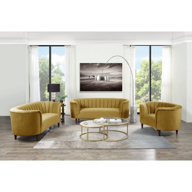 Millephri Sofa , Olive Yellow Velvet (LV00163)