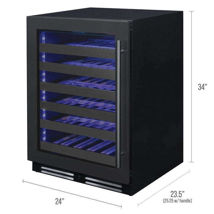 Reserva Series 50 Bottle 34" Tall Single Zone Left Hinge Black Stainless Steel Wine Cooler Refrigerator