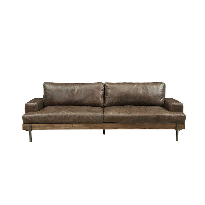 Silchester Sofa, Oak & Distress Chocolate Top Grain Leather