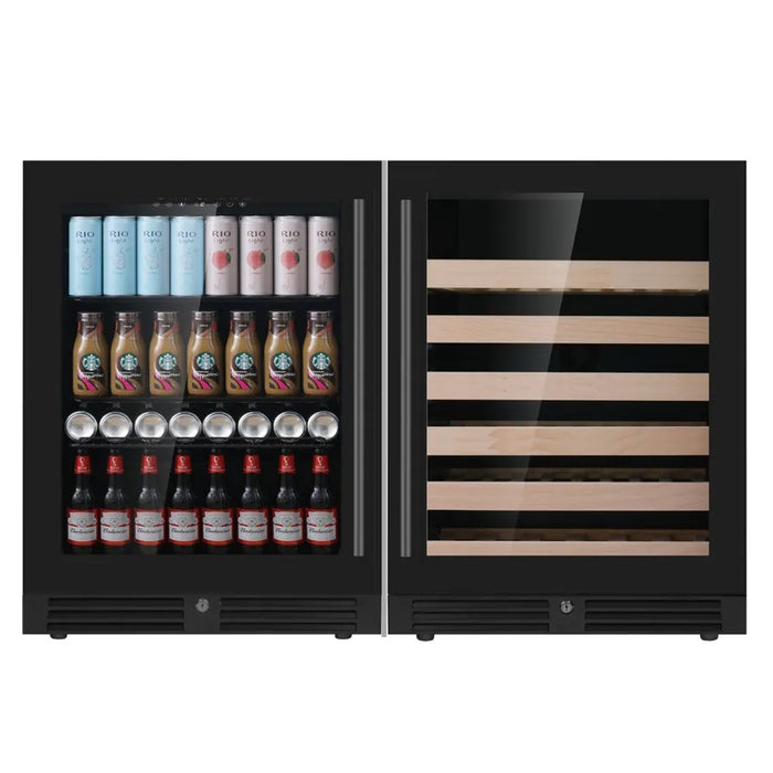 Kings Bottle 47″ Under Counter Black Wine And Beverage Refrigerator Combo KBU145BW2-FG