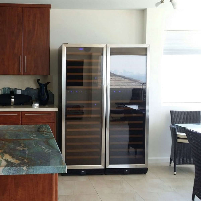 Kings Bottle 72" Tall Beer And Wine Refrigerator Combo With Glass Door with Stainless Steel Trim