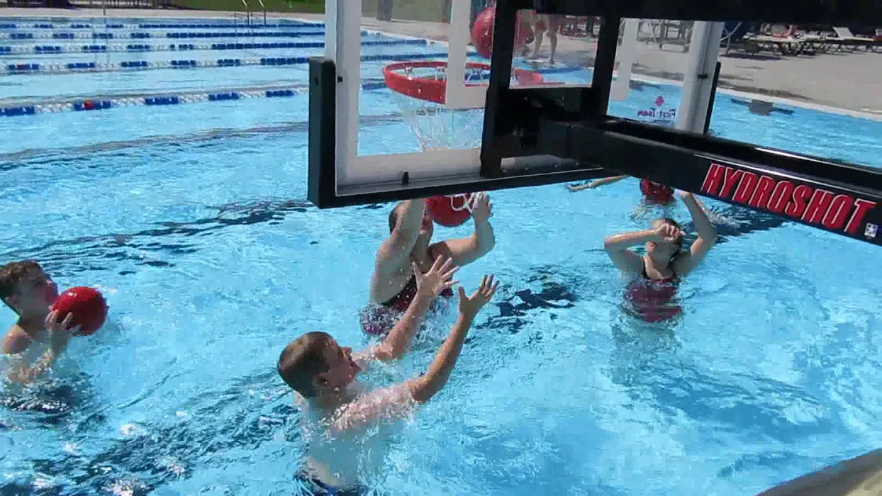 Poolside Adjustable Basketball Hoop, First Team HydroShot