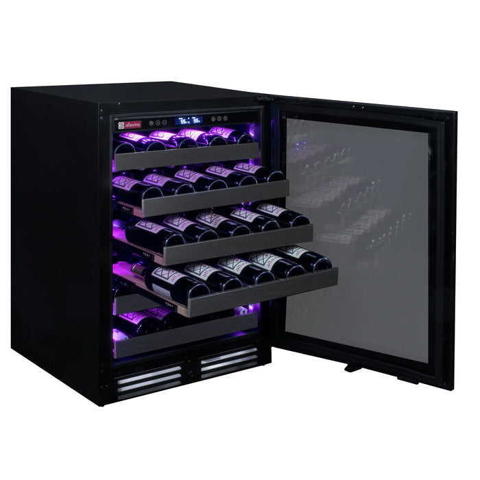 Reserva Series 50 Bottle Single Zone Built-in Luxury Wine Refrigerator with Black Stainless Steel Door - Right Hinge