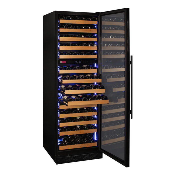 Reserva Series 154 Bottle 71" Tall Dual Zone Right Hinge Black Glass Door Wine Refrigerator