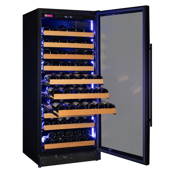 Reserva Series 119 Bottle 55" Tall Dual Zone Right Hinge Black Glass Wine Refrigerator