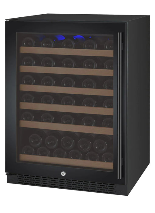 24" Wide FlexCount II Tru-Vino 56 Bottle Single Zone Black Left Hinge Wine Refrigerator