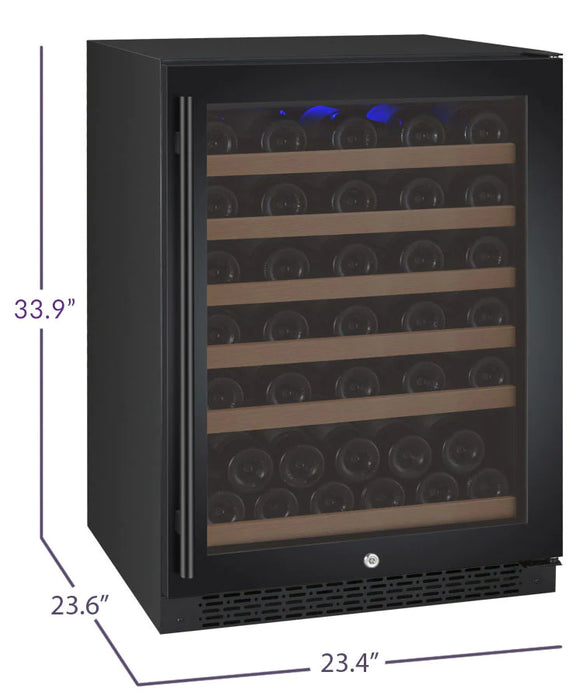 FlexCount Series 56 Bottle Single Zone Built-In Wine Refrigerator with Black Door - Right Hinge