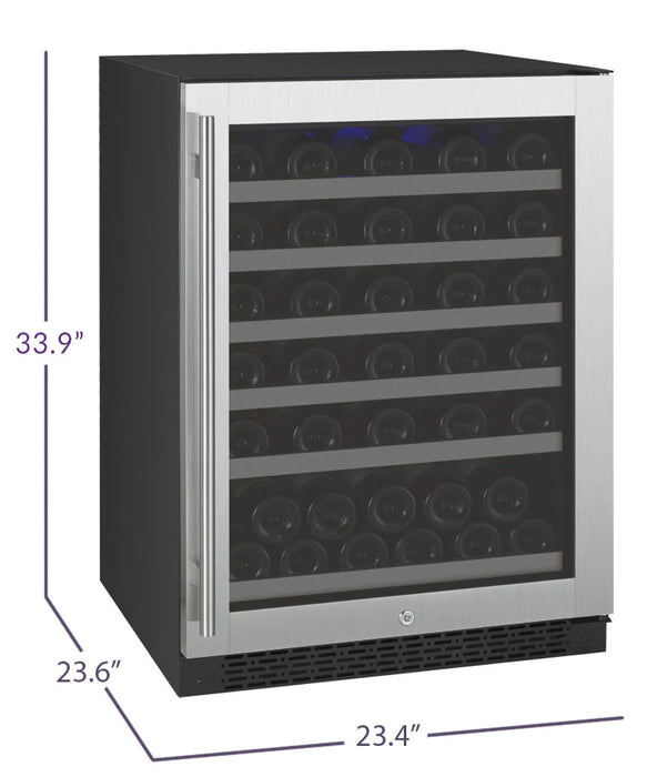 FlexCount Series 56 Bottle Single Zone Undercounter Wine Refrigerator with Stainless Steel Door - Right Hinge