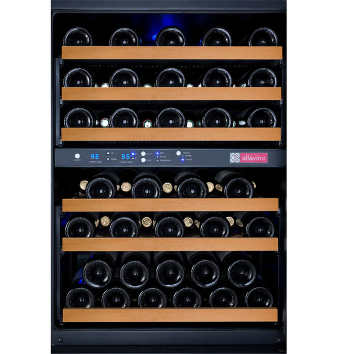 24" Wide FlexCount II Tru-Vino 56 Bottle Dual Zone Black Left Hinge Wine Refrigerator