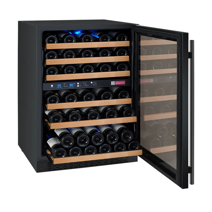 FlexCount Series 56 Bottle Dual Zone Built-in Wine Cooler Refrigerator with Black Door - Right Hinge